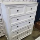 "Emily" Hamptons Style Timber 6 Drawer Tallboy White, 95cmL x 45cmD x 120cmH (RRP $1499)