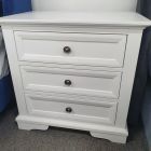 "Sophia" Hampton Style Hardwood Timber Bedside Table 3 Drawers White, 71cm x 44cm x 70.5cm (RRP $699)