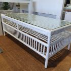 "Whitehaven" Alfresco Rattan Coffee Table with Tempered Glass in White, 120cmL x 60cmW x 45cmH (RRP $799)