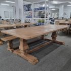 "Madrid" Hamptons Style Timber Dining Table with Pedestal Base Recycled Elm,  245cmL x 110cmD x 76cmH (RRP $3499)