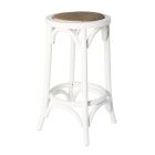 "Noosaville" Timber Kitchen Barstool Rattan Seat (No back) Vivid White, 35cmL x 35cmD x 65cmH (RRP $249)