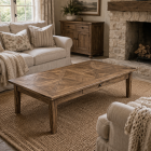 "Villa" Hamptons Style Parquetry Coffee Table Recycled Elm, 135cm x 60cm x 42cmH (RRP $1199)