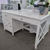 "Montauk" Hamptons Style Timber Desk 1 Door & 2 Drawers White, 140cmWx55cmDx76cmH (RRP $1199)