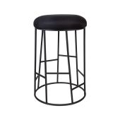 Aiden Black Steel Kitchen Stool Black Linen, 44cm Dia x 65cm H (RRP $385)