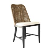 "Careel Bay" Hampton Style Rattan Dining Chair Brown, Black Legs (RRP $449)