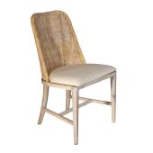 "Careel Bay" Hampton Style Rattan Dining Chair, Whitewash Timber Legs (RRP $449)