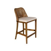 "Careel Bay" Hampton Style Rattan Kitchen Counter Stool Mango Teak, Timber Legs (RRP $499)
