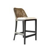 "Careel Bay" Hampton Style Rattan Kitchen Counter Stool Brown, Black Timber Legs (RRP $499)