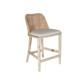 "Careel Bay" Hampton Style Rattan Kitchen Counter Stool Whitewash, Whitewash Timber Legs (RRP $499)