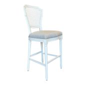 "Marseille" Hamptons Style White Timber Barstool Rattan Back, Duck Egg Seat (RRP $799)