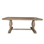 "Sophia" Hamptons Style French Provincial Oak Dining Table Weathered Oak, 200cmW x 100cmD x 78cmH (RRP $4299)
