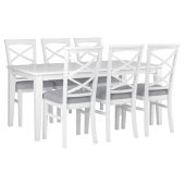 "Montauk" Hamptons Style 7 Piece Timber Dining Setting White 180x95cm Table & 6 White Chairs (RRP $2999)