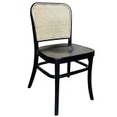 "Miami" Commercial Grade Beech Timber & Rattan Dining Chair, Timber Seat, Black (RRP $299)