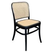 "Miami" Commercial Grade Elm Timber & Rattan Dining Chair, Rattan Seat, Black (RRP $299)