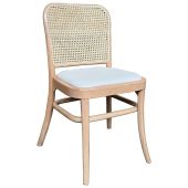 "Miami" Commercial Grade Beech Timber & Rattan Dining Chair, Fabric Seat, Natural (RRP $299)