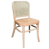 "Miami" Commercial Grade Beech Timber & Rattan Dining Chair, Timber Seat, Natural (RRP $299)
