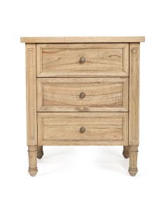 Hamilton Bedside Table 3 Drawer Weathered Oak, Width 57cm × Depth 45cm × Height 67cm