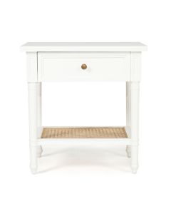 Hamilton Cane Bedside Table White, Width 57cm x Depth 45cm x Height 60cm