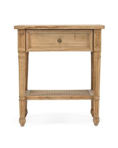 Hamilton Cane Bedside Table Weathered Oak, Width 57cm x Depth 45cm x Height 66cm