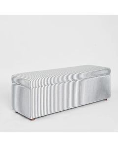 Newport Storage Ottoman White & Blue Pin Stripe, H48.0cm, W140.0cm, D45.0cm (RRP $999)