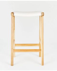 "Santa Monica" Modern Coastal Hamptons Style Timber Barstool, Teak with Whitewashed Rattan Seat (RRP $549)