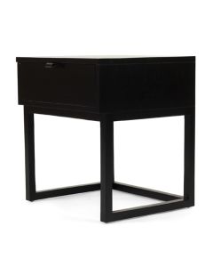 Flynn Bedside Table Black, 50cm W x 45cm D x 55cm H
