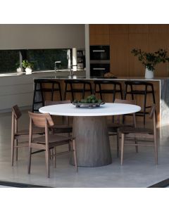 Harlow Dining Table Walnut Base, Width 120cm x Depth 140cm x Height 76cm