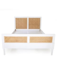 Hamilton Cane Bed Super King White, 215cm Wide x 217cm Long x 122cm High