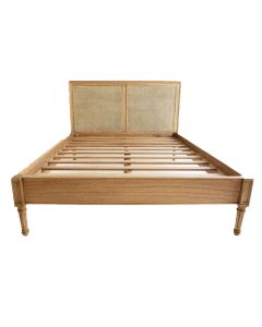 Hamilton Cane Bed King Size Low End Weathered Oak, 195cm Wide x 217cm Long x 122cm High