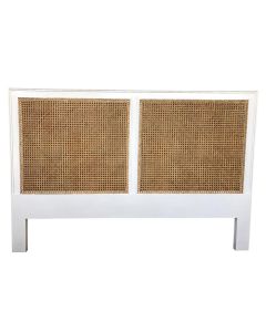 Hamilton Cane Bedhead Queen Size White, Width 153cm × Height 122cm x Depth 4cm