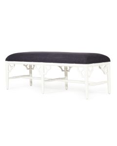 White Chippendale Bench Seat Bed End White, Width 135cm x Depth 45cm x Height 49cm