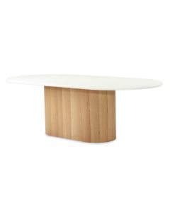 Harlow Oval Dining Table Natural Oak Base, Width 240cm x Depth 110cm x Height 76cm