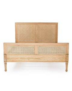 Hamilton Cane Bed Queen Size Weathered Oak, 165cm Wide x 217cm Long x 122cm High