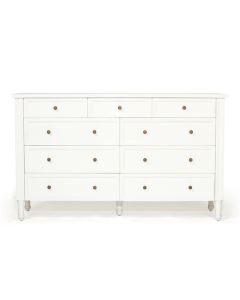 Hamilton Dresser 9 Drawer White, W 154cm x D 47cm x H 92cm