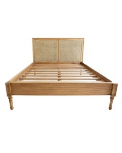 Hamilton Cane Bed Super King with Low End Weathered Oak, 215cm Wide x 217cm Long x 122cm High