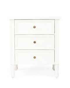 Hamilton Bedside Table 3 Drawer White, Width 57cm × Depth 45cm × Height 67cm