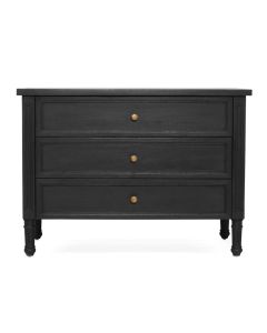 Hamilton Bedside Table 3 Drawer Black, Width 91cm x Depth 51cm x Height 67cm (RRP $2499)