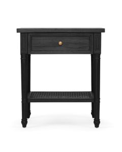 Hamilton Cane Bedside Table Black, Width 57cm x Depth 45cm x Height 60cm