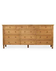 Hamilton Dresser 13 Drawer Weathered Oak, Wide 200cm x High 92cm x Deep 47cm