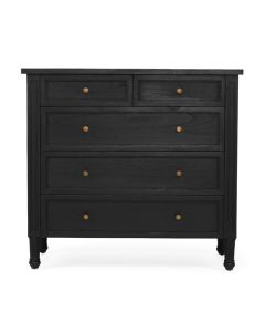 Hamilton Dresser Black 5 Drawer, W 100cm x H 92cm x D 47cm (RRP $2499)