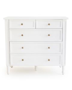 Hamilton Dresser White 5 Drawer, W 100cm x H 92cm x D 47cm (RRP $2499)