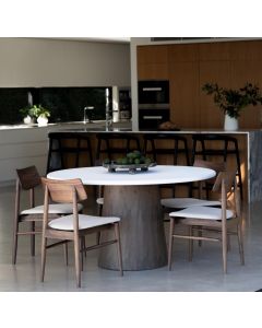 Harlow Dining Table Walnut Base, Width 140cm x Depth 140cm x Height 76cm