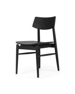 Harlow Dining Chair Black with Timber Seat, W 48cm x D 51cm x H 80cm