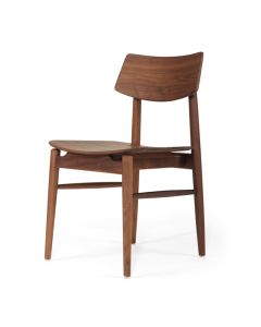 Harlow Dining Chair Walnut with Timber Seat, W 48cm x D 51cm x H80cm