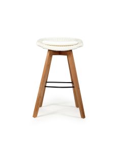 Oceanic Outdoor Backless Bar Stool White, Width 56cm x Depth 46cm x Height 81cm