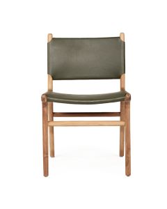 Pasadena Leather Side Chair Olive, Width 53cm x Depth 55cm x Height 48cm