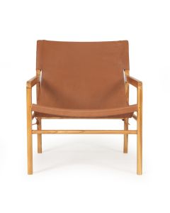 Pasadena Leather Sling Chair Tan, Width 66cm x Depth 75cm x Height 75cm