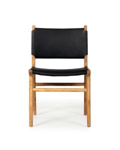 Pasadena Leather Side Chair Black, Width 53cm x Depth 55cm x Height 48cm