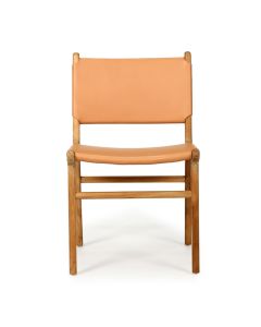 Pasadena Leather Side Chair Natural, Width 53cm x Depth 55cm x Height 48cm
