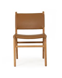 Pasadena Leather Side Chair Tan, Width 53cm x Depth 55 x Height 48cm